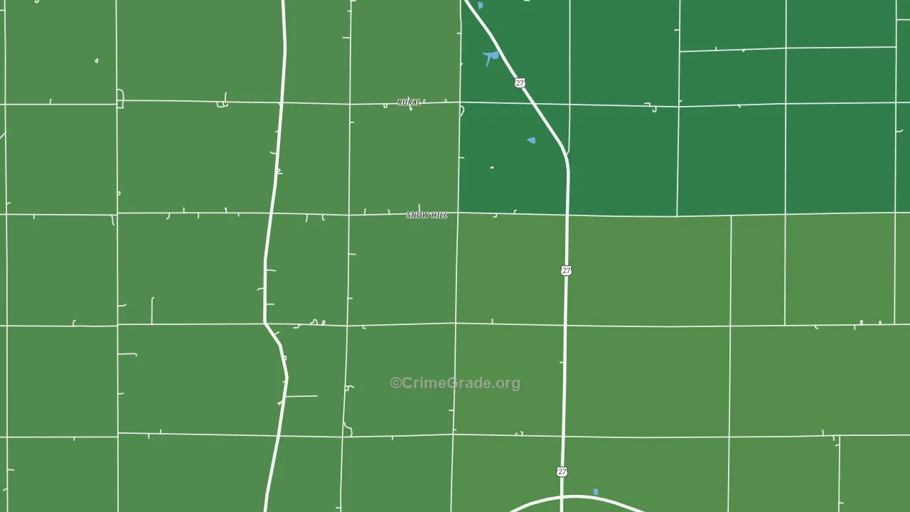 Snow Hill, IN Map of Vehicle Theft Rates