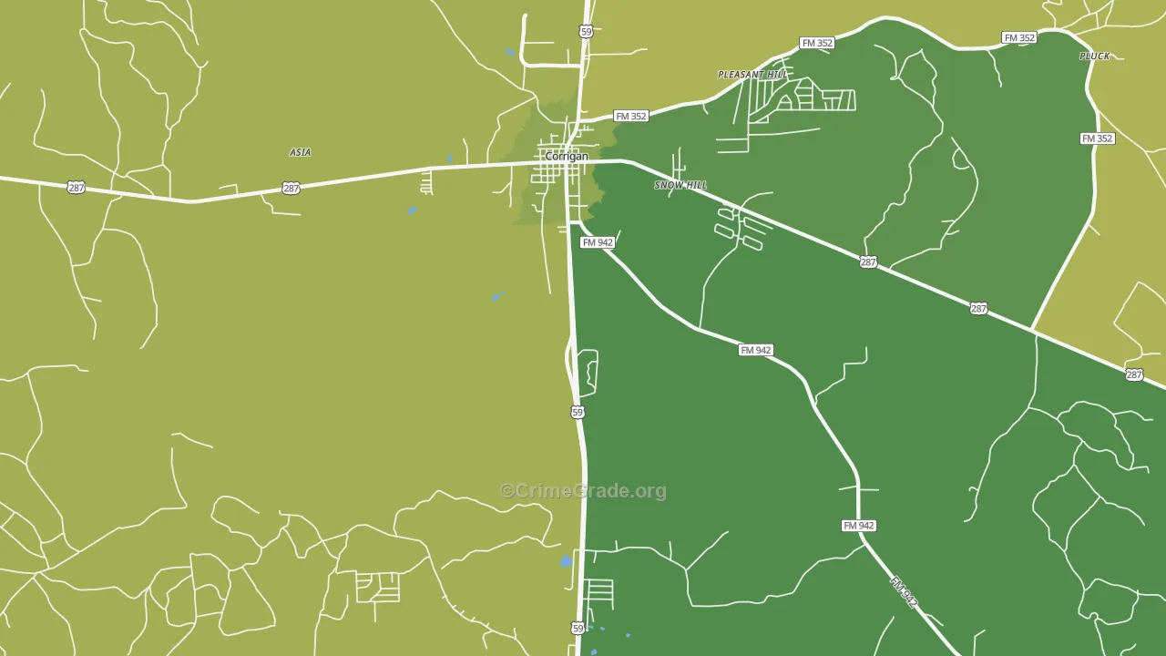Snow Hill, TX Map of Vehicle Theft Rates