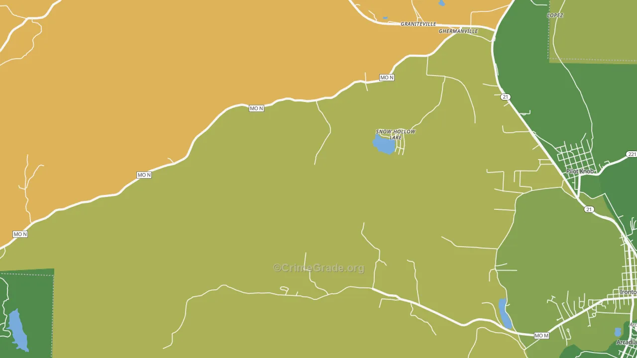 Snow Hollow Lake, MO Map of Vehicle Theft Rates