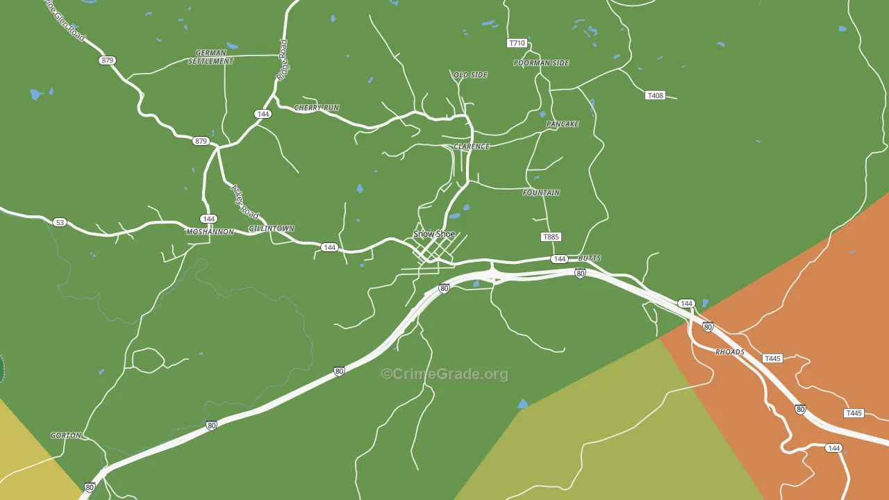 Snow Shoe, PA Map of Vehicle Theft Rates