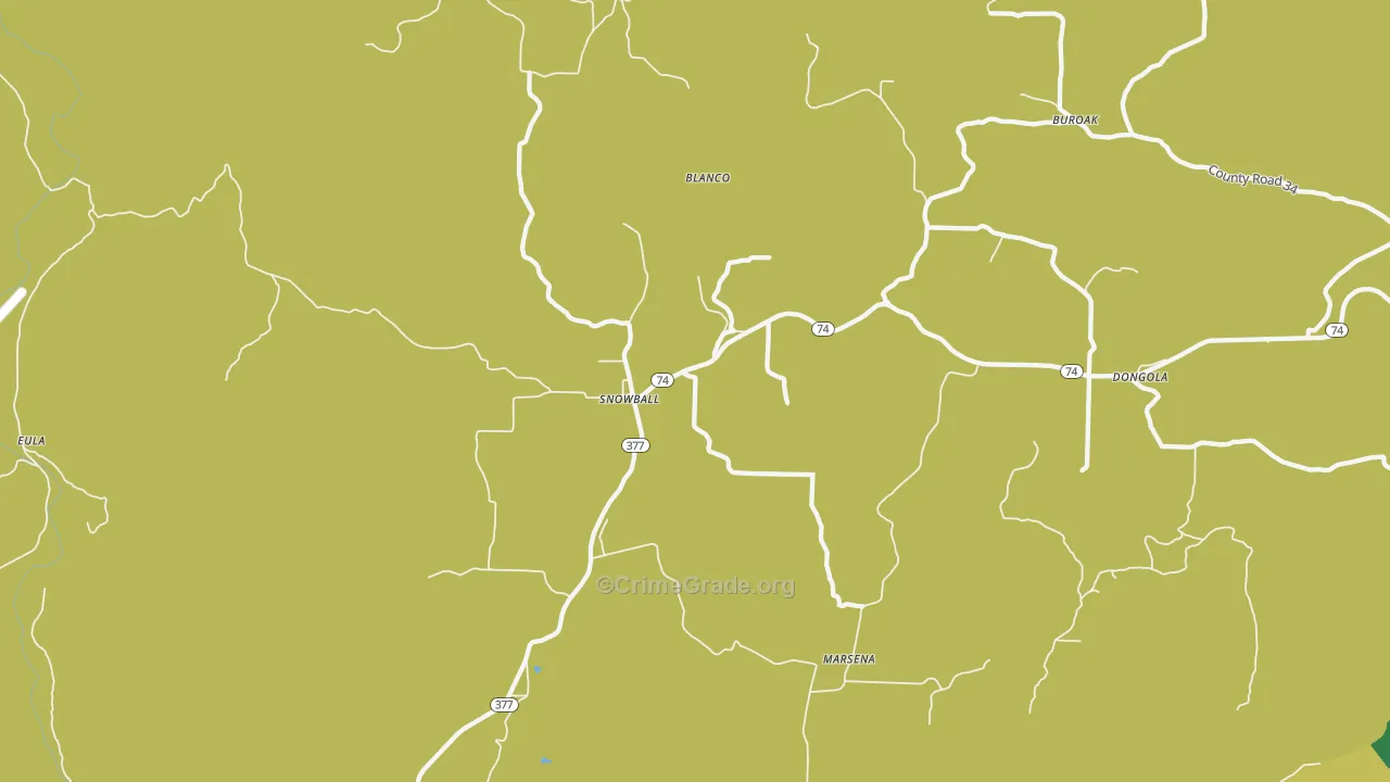 Snowball, AR Map of Vehicle Theft Rates