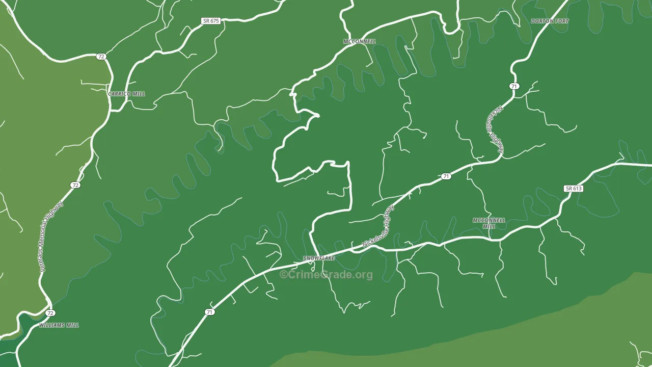 Snowflake, VA Map of Vehicle Theft Rates