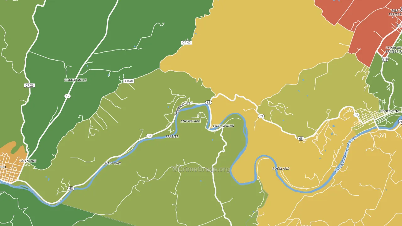 Snowflake, WV Map of Vehicle Theft Rates