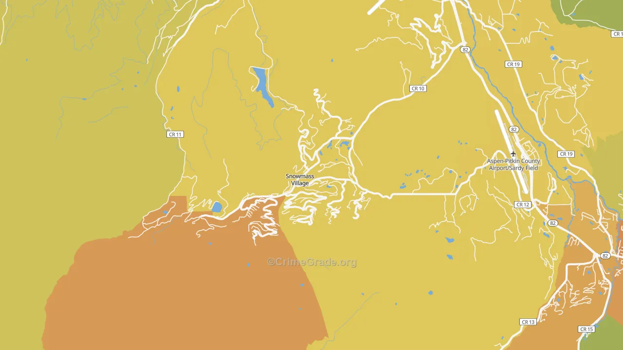 Snowmass Village, CO Map of Vehicle Theft Rates