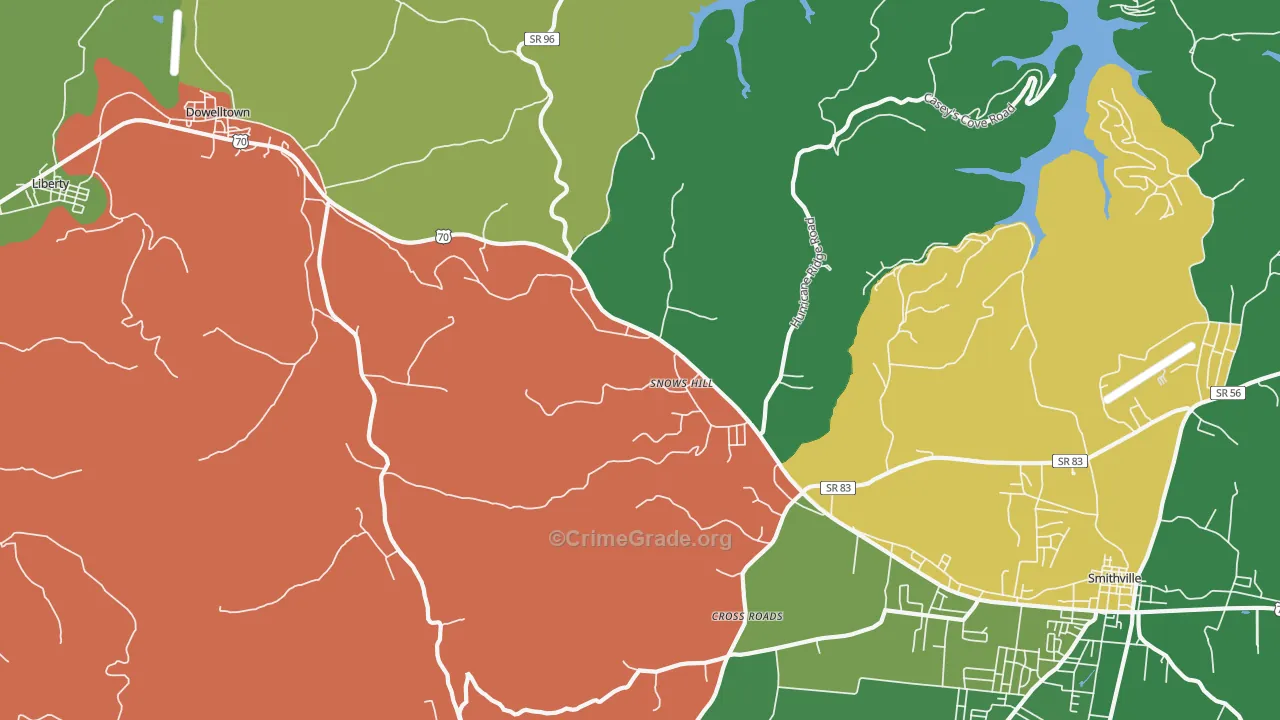 Snows Hill, TN Map of Vehicle Theft Rates