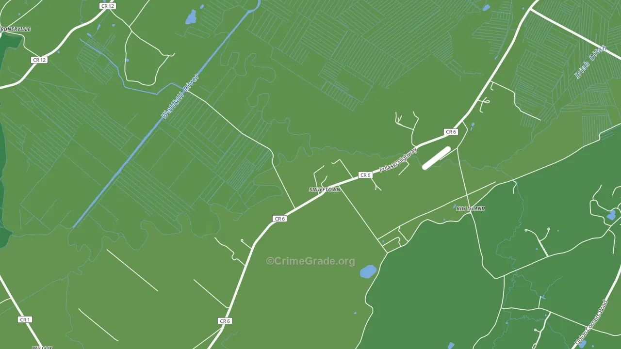 Snufftown, NY Map of Vehicle Theft Rates
