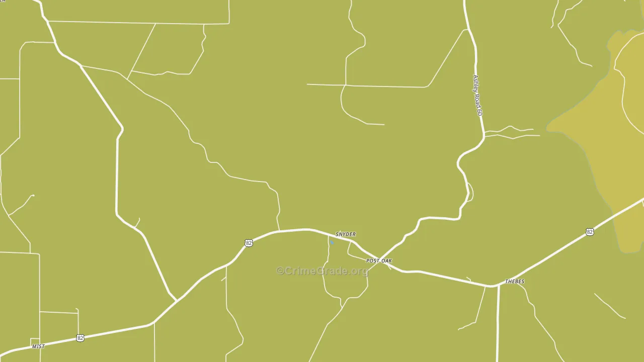 Snyder, AR Map of Vehicle Theft Rates