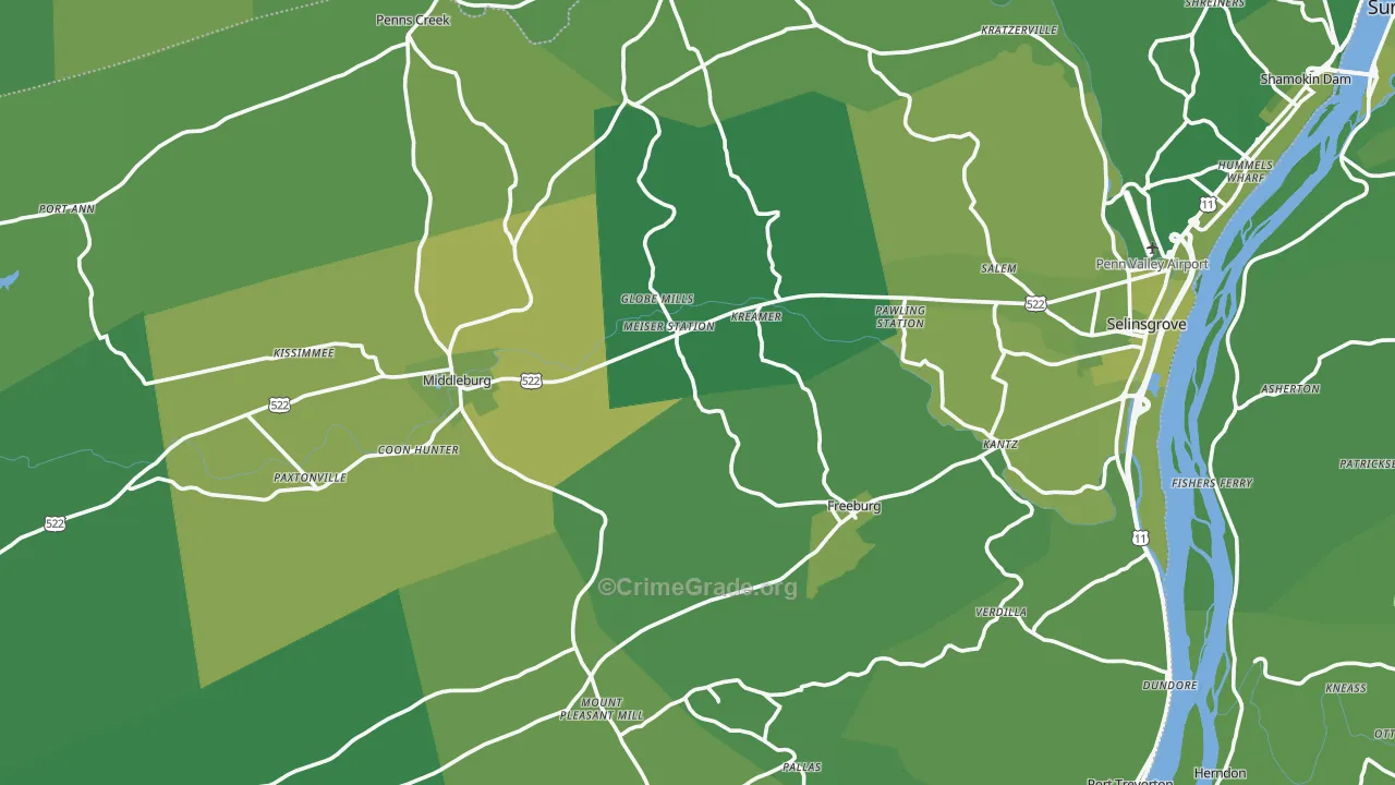 Snyder County, PA Map of Vehicle Theft Rates