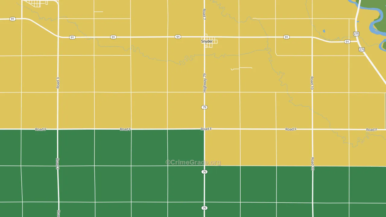 Snyder, NE Map of Vehicle Theft Rates