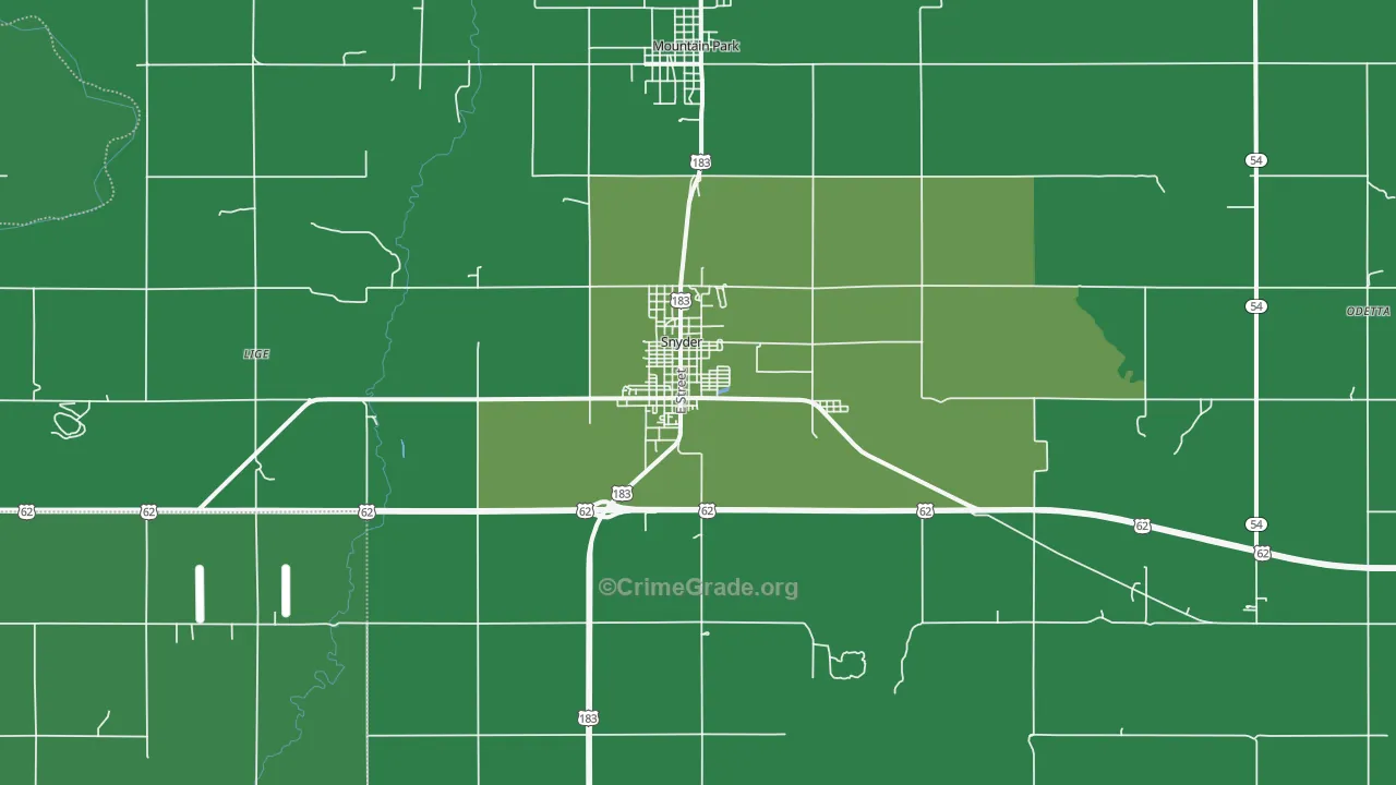 Snyder, OK Map of Vehicle Theft Rates