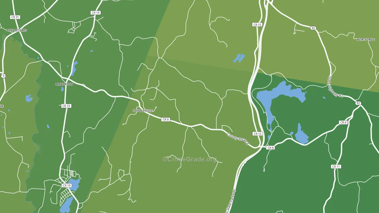Snyderville, NY Map of Vehicle Theft Rates