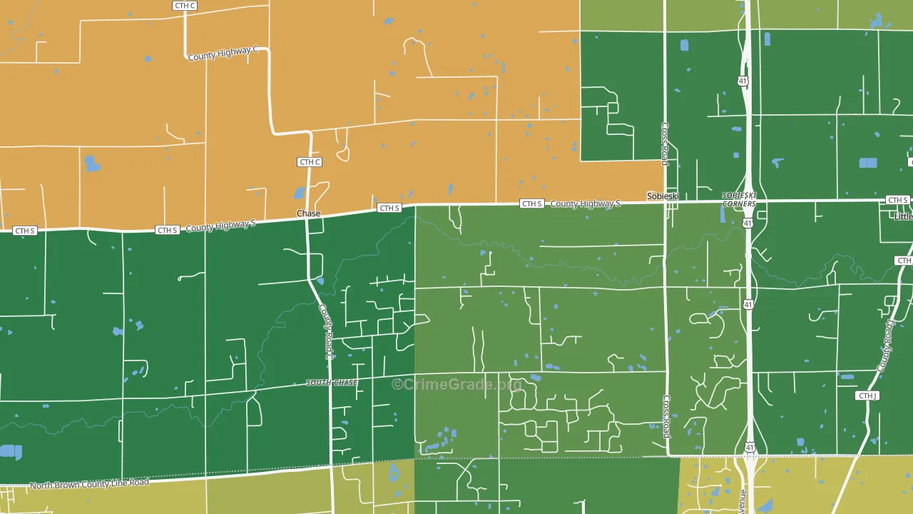 Sobieski, WI Map of Vehicle Theft Rates