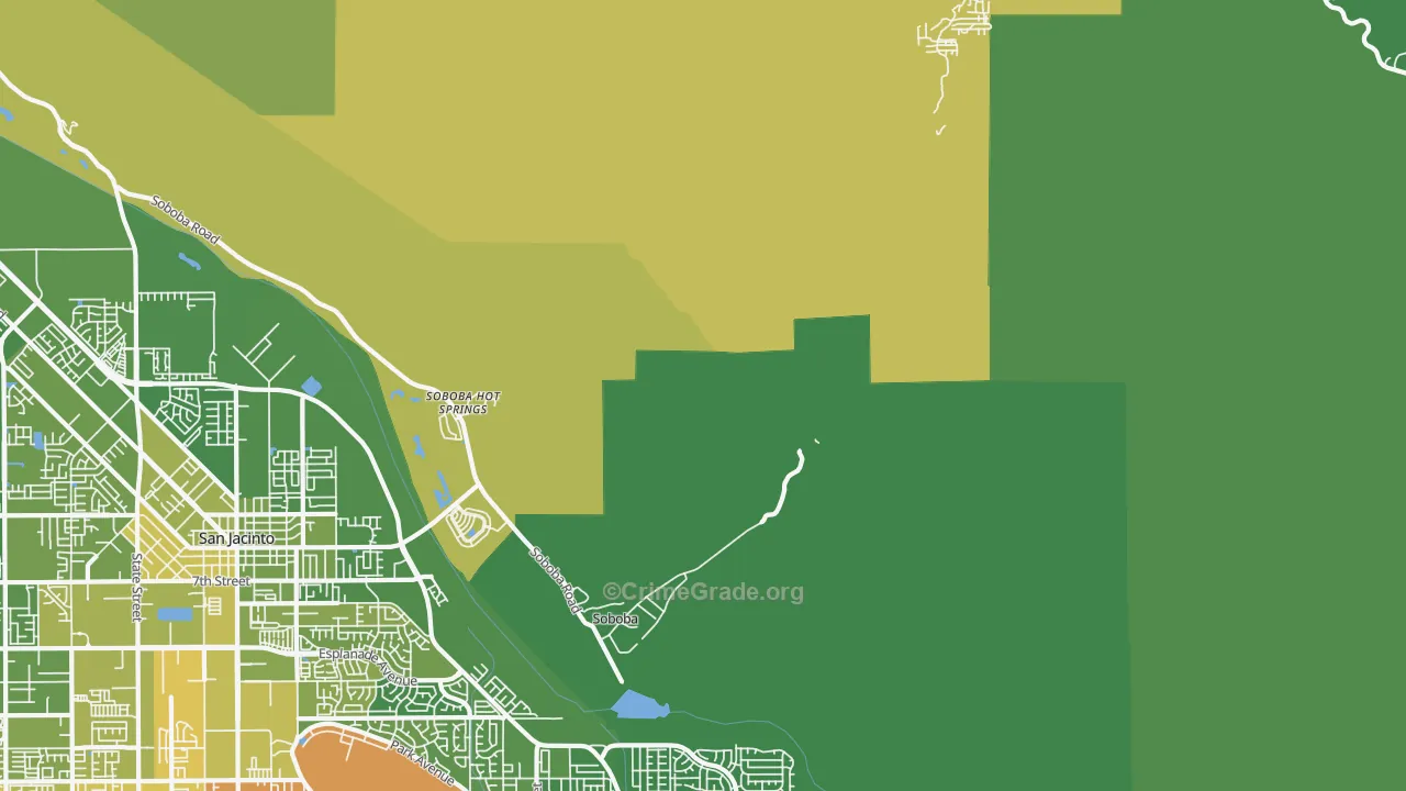 Soboba Hot Springs, CA Map of Vehicle Theft Rates
