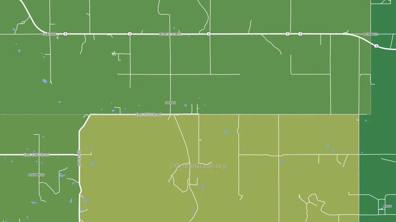 Sobol, OK Map of Vehicle Theft Rates