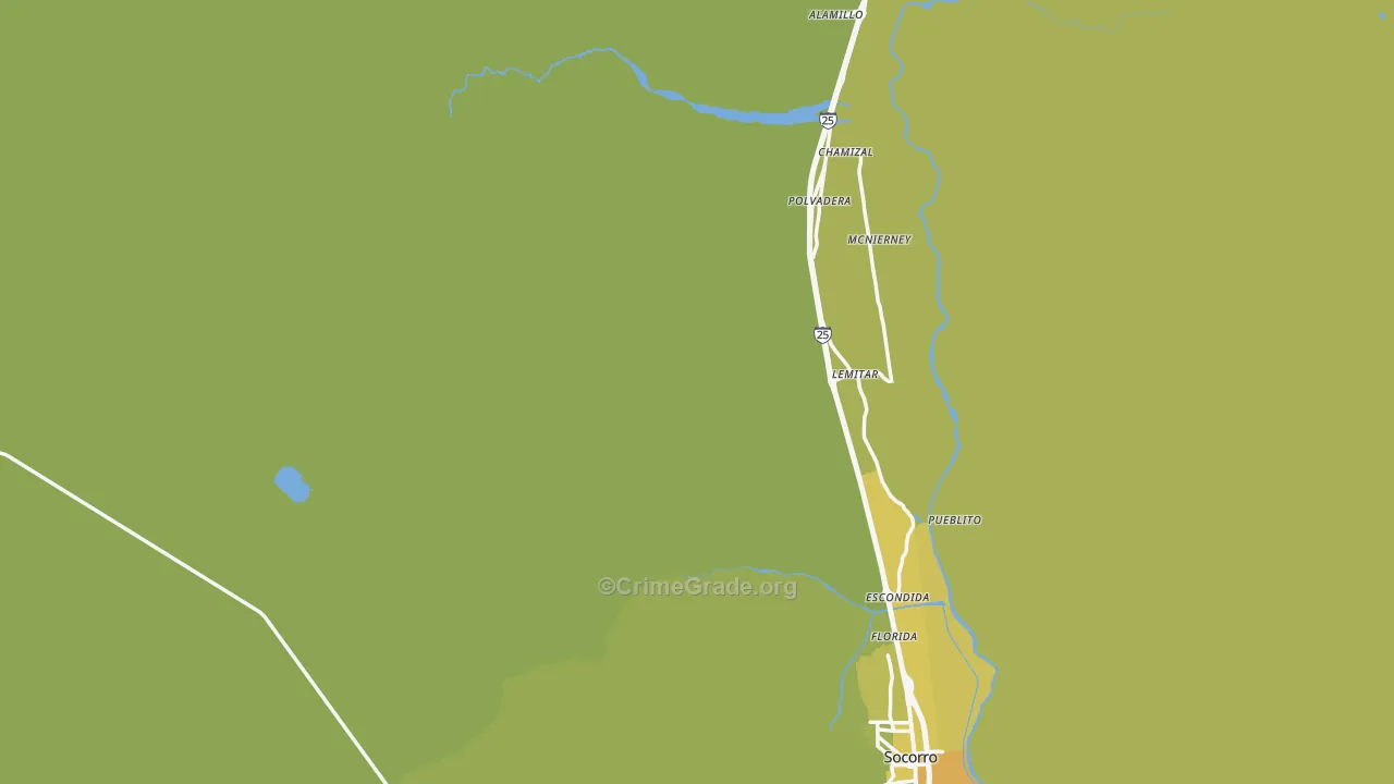 Socorro County, NM Map of Vehicle Theft Rates