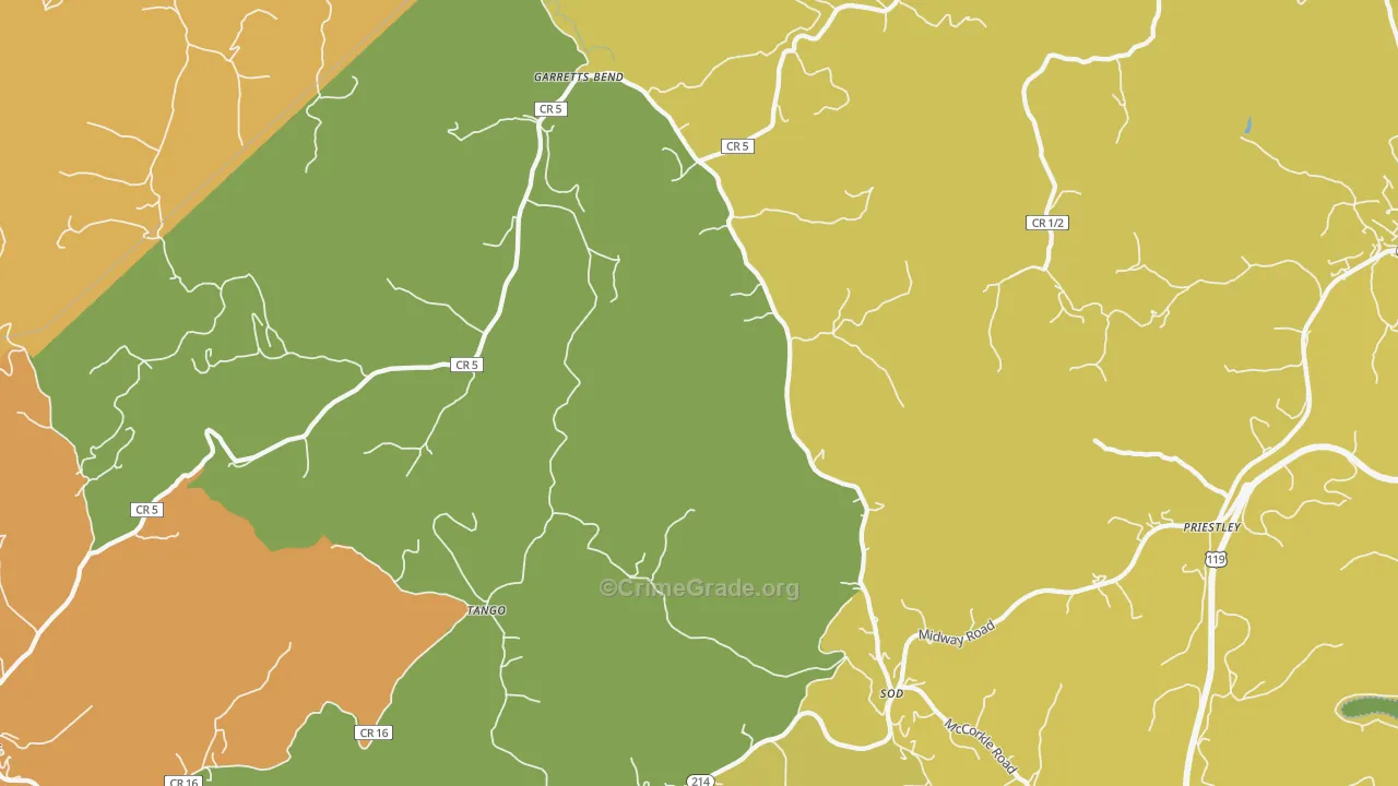 Sod, WV Map of Vehicle Theft Rates
