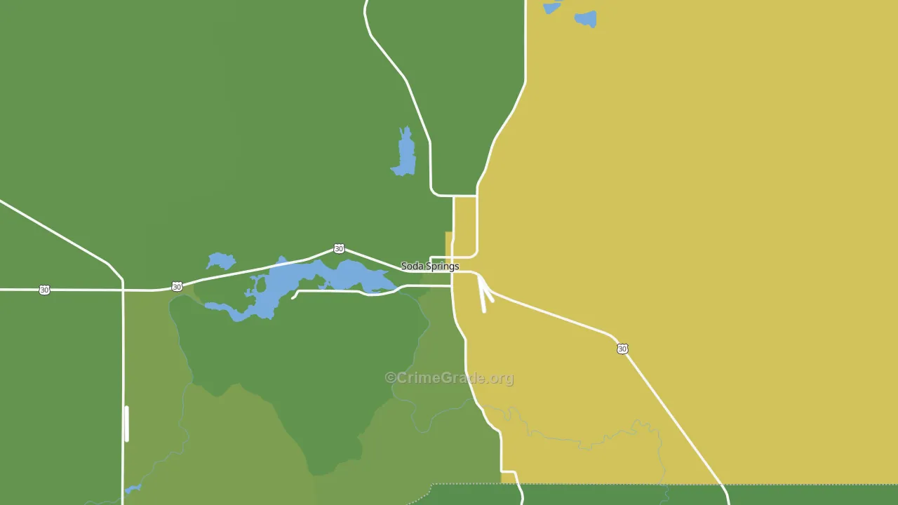 Soda Springs, ID Map of Vehicle Theft Rates