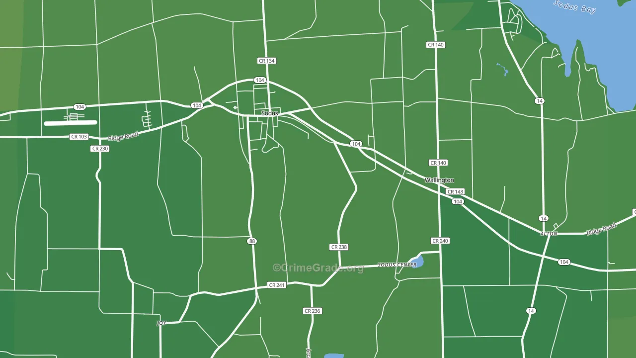 Sodus, NY Map of Vehicle Theft Rates