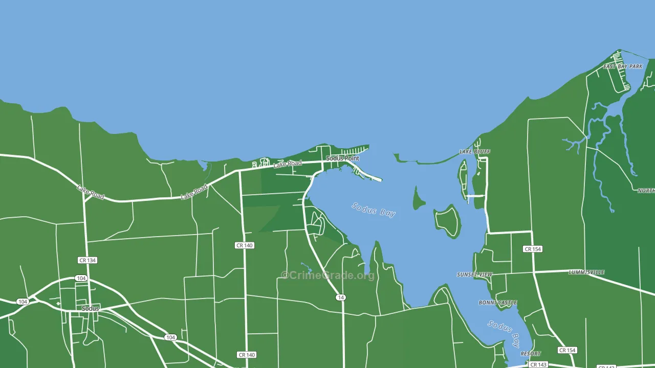 Sodus Point, NY Map of Vehicle Theft Rates