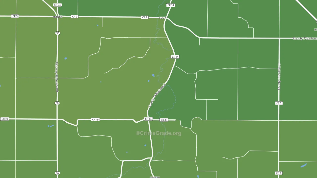 Sogn, MN Map of Vehicle Theft Rates
