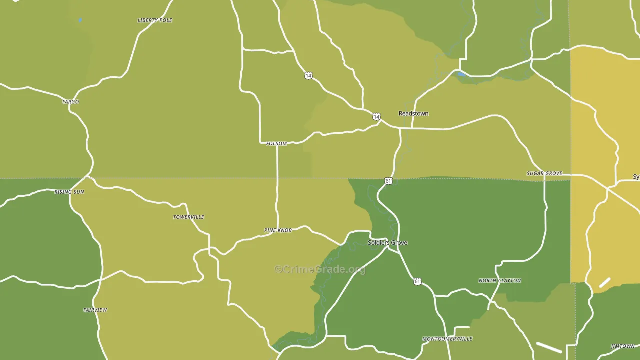 Soldiers Grove, WI Map of Vehicle Theft Rates