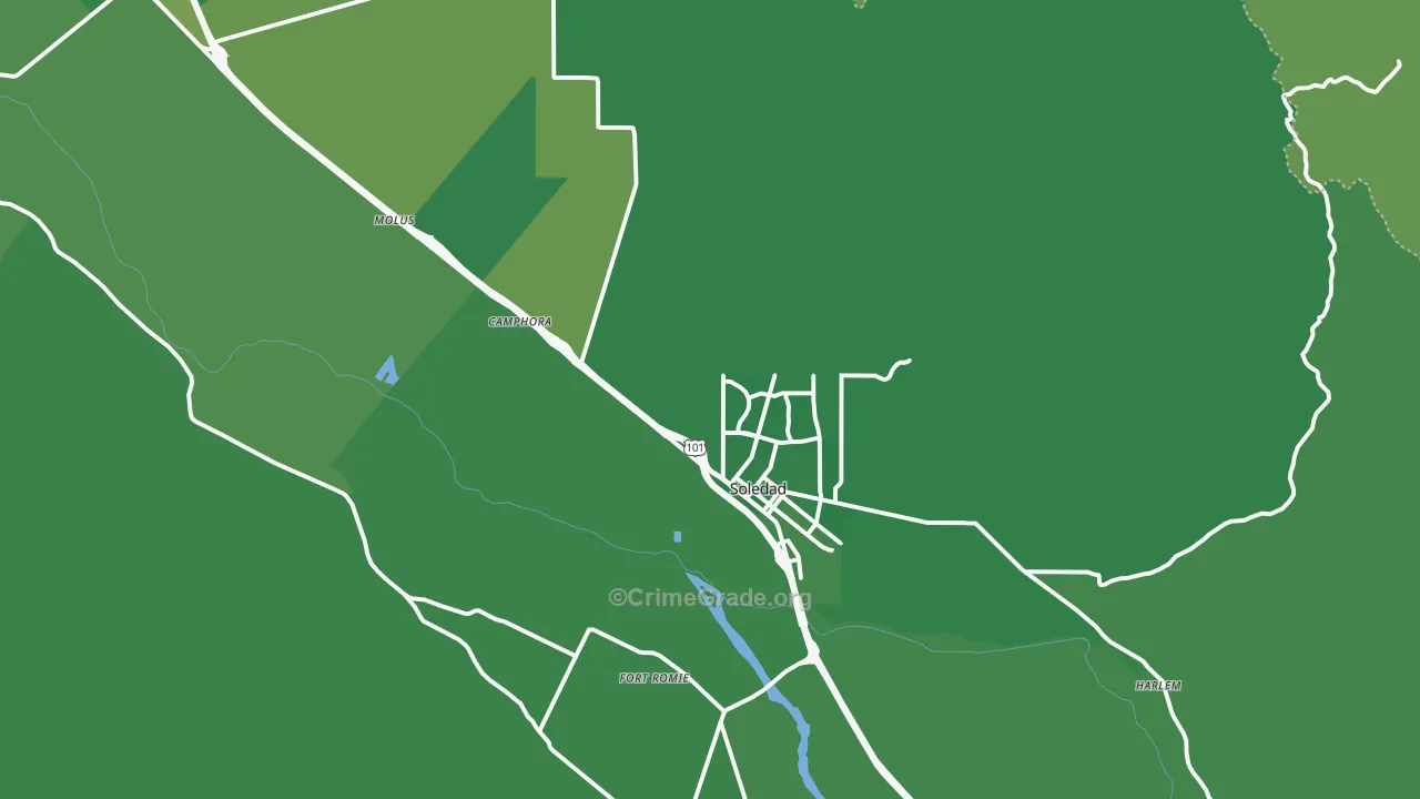 Soledad, CA Map of Vehicle Theft Rates
