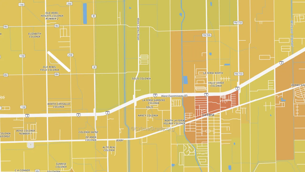 Solis, TX Map of Vehicle Theft Rates