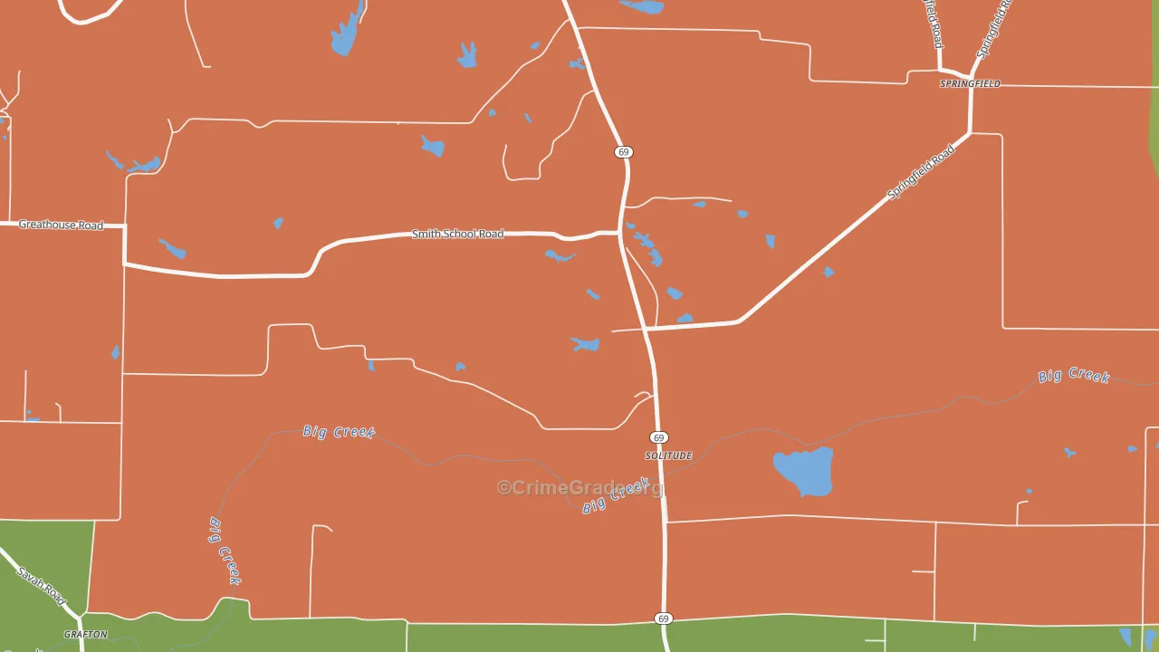 Solitude, IN Map of Vehicle Theft Rates