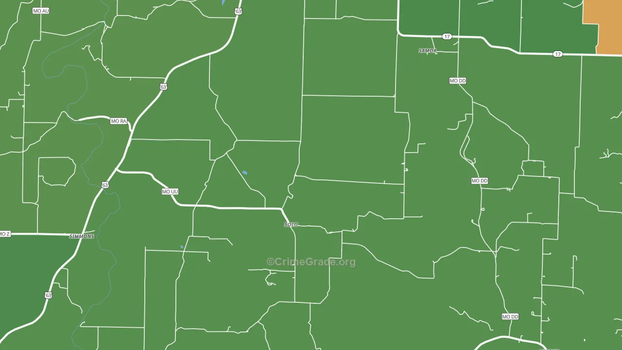 Solo, MO Map of Vehicle Theft Rates