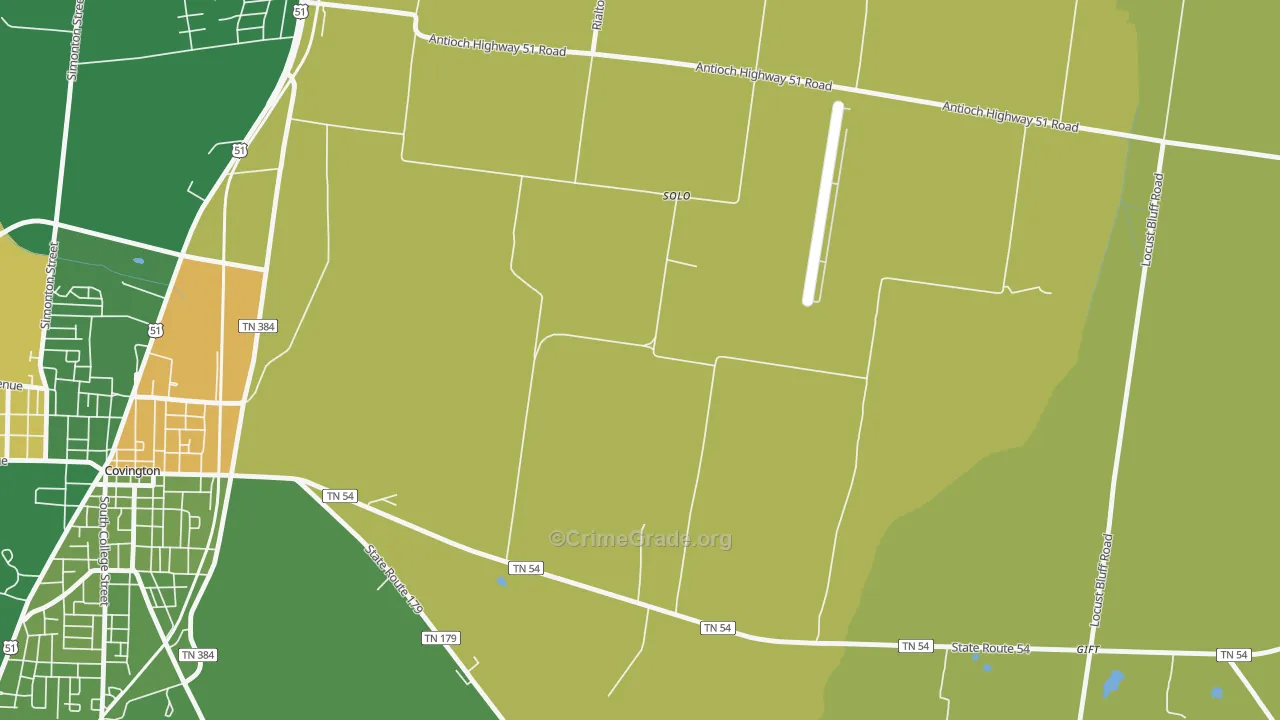 Solo, TN Map of Vehicle Theft Rates