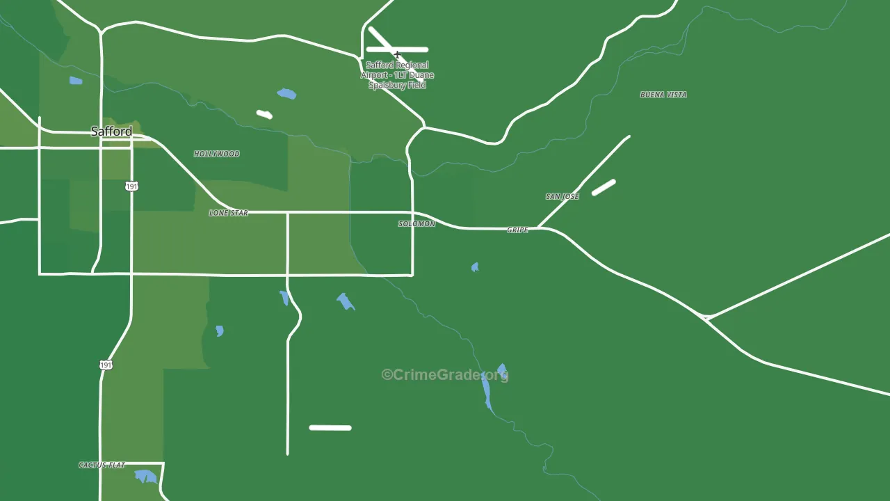 Solomon, AZ Map of Vehicle Theft Rates
