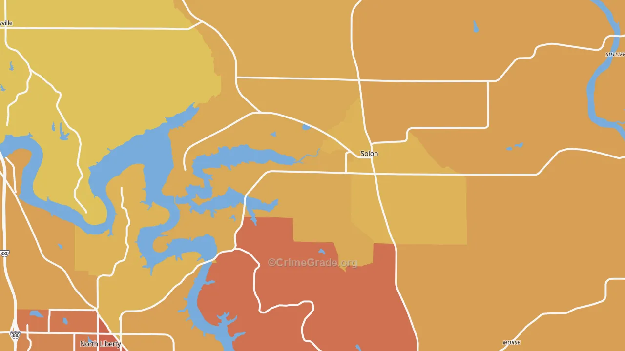 Solon, IA Map of Vehicle Theft Rates