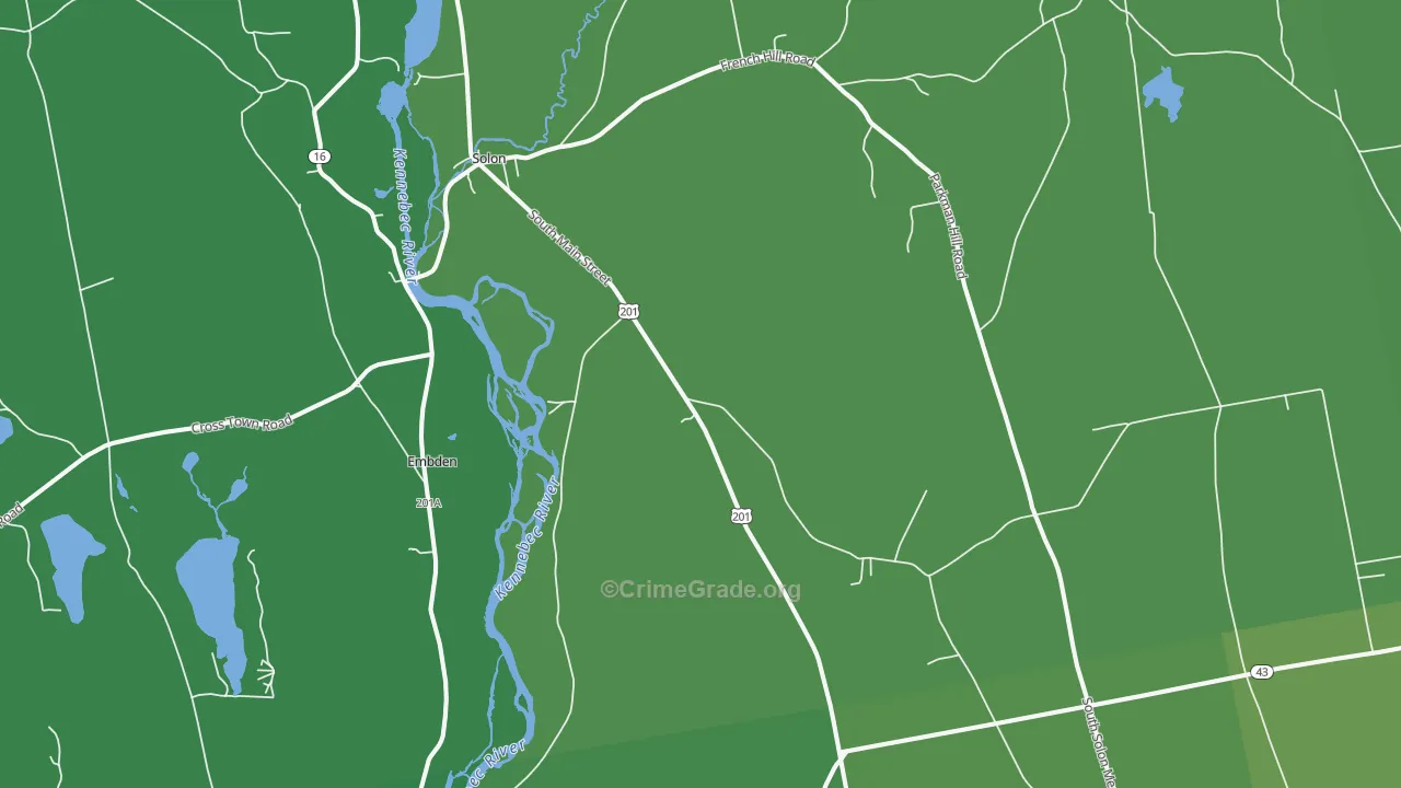 Solon, ME Map of Vehicle Theft Rates
