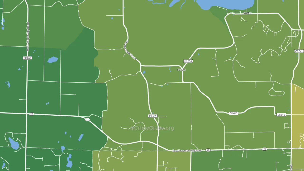 Solon, MI Map of Vehicle Theft Rates