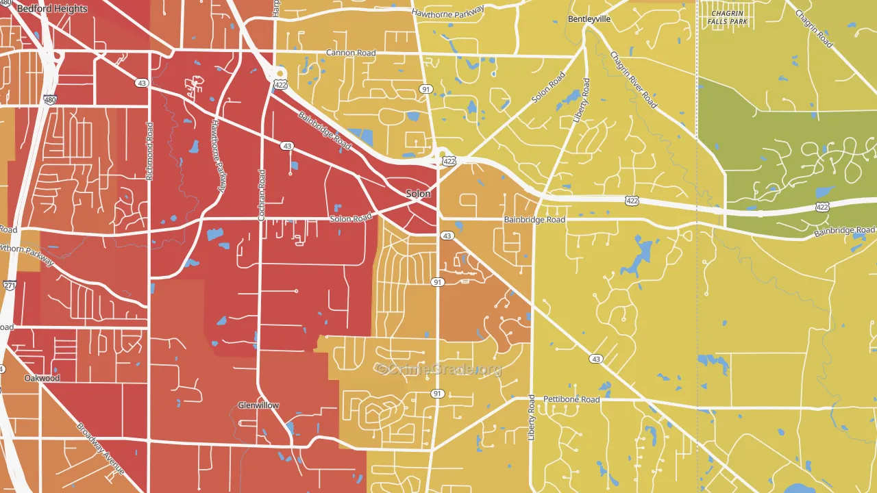 Solon, OH Map of Vehicle Theft Rates