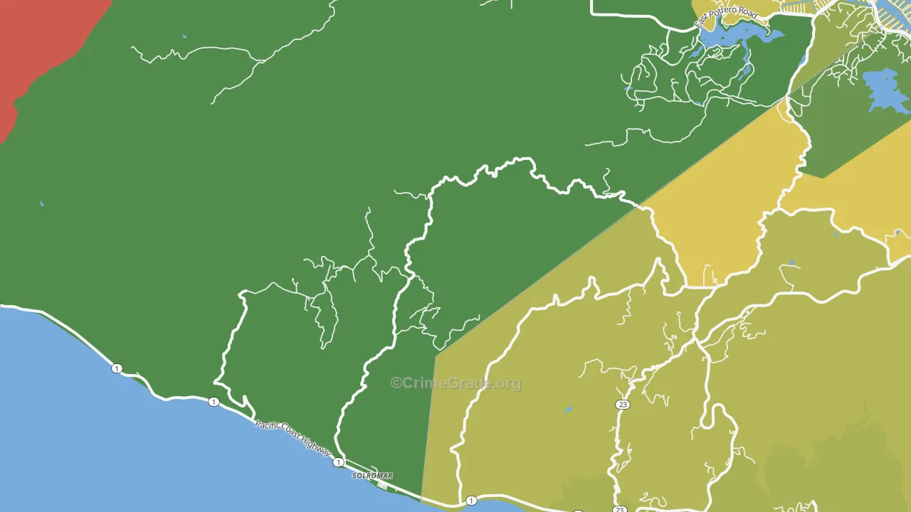 Solromar, CA Map of Vehicle Theft Rates