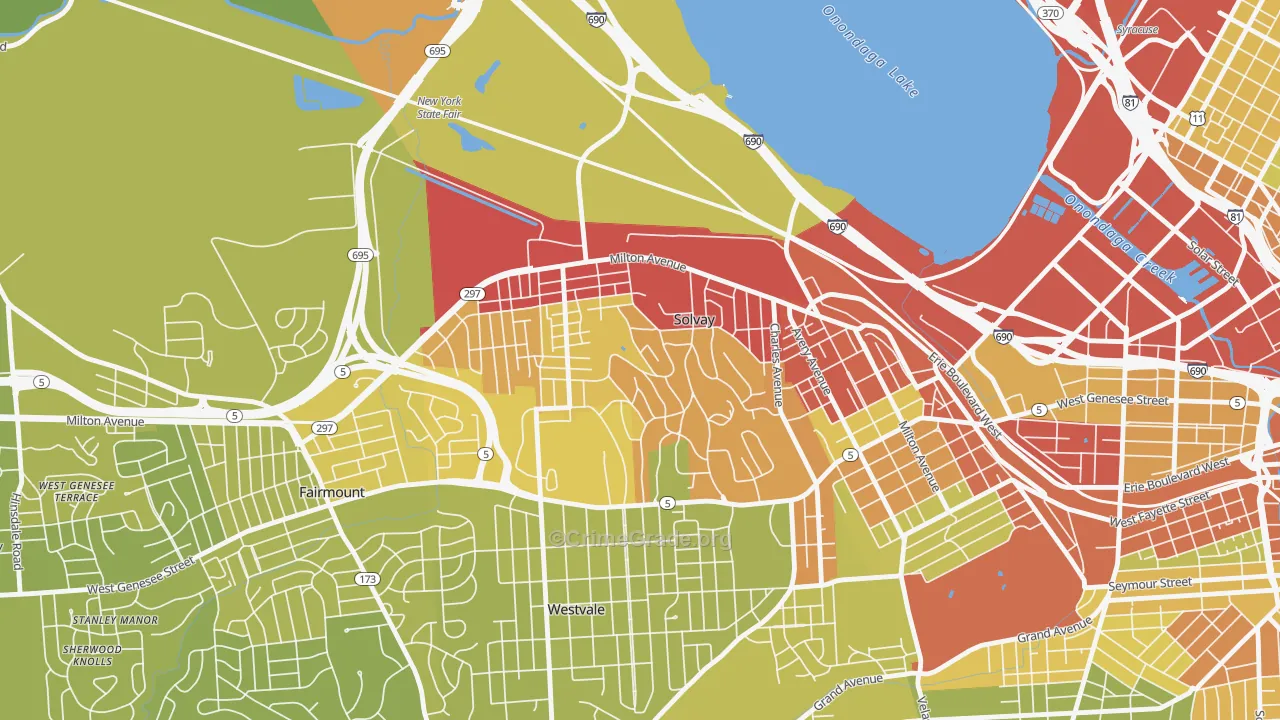 Solvay, NY Map of Vehicle Theft Rates