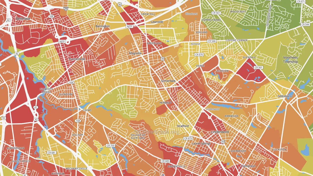 Somerdale, NJ Map of Vehicle Theft Rates