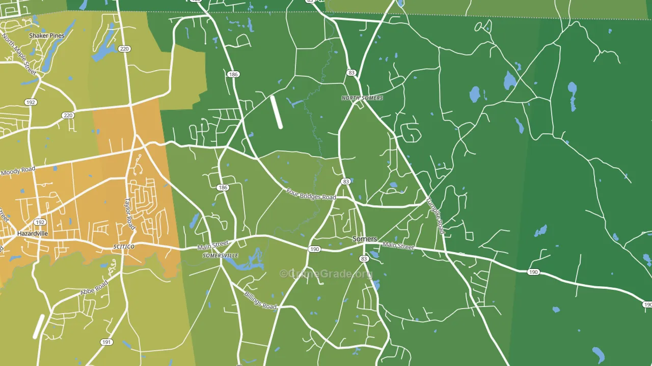 Somers, CT Map of Vehicle Theft Rates