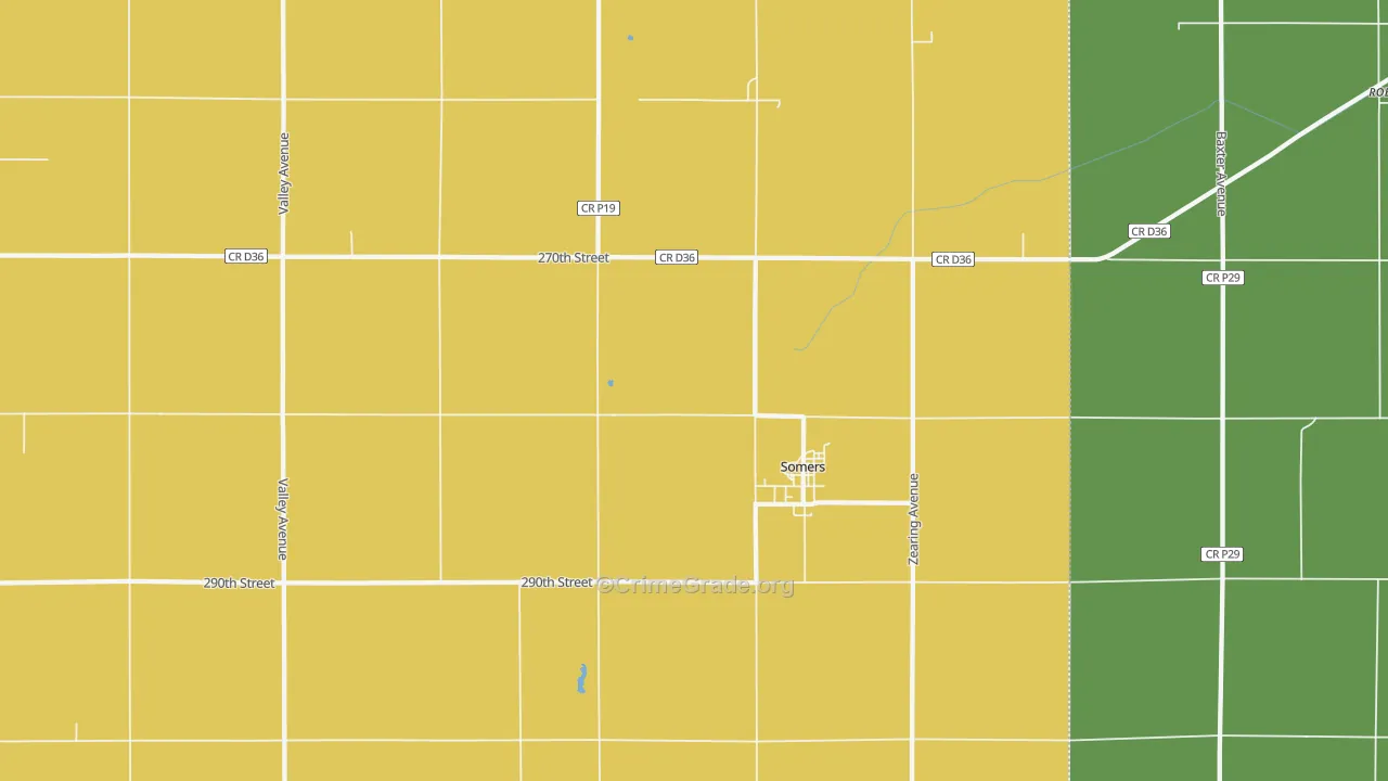 Somers, IA Map of Vehicle Theft Rates