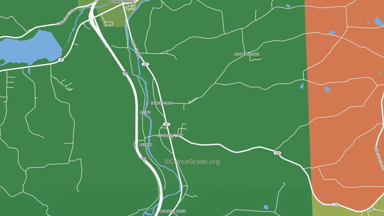 Somers Lane, PA Map of Vehicle Theft Rates