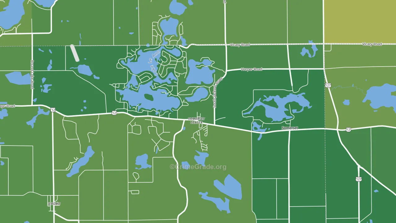 Somerset Center, MI Map of Vehicle Theft Rates
