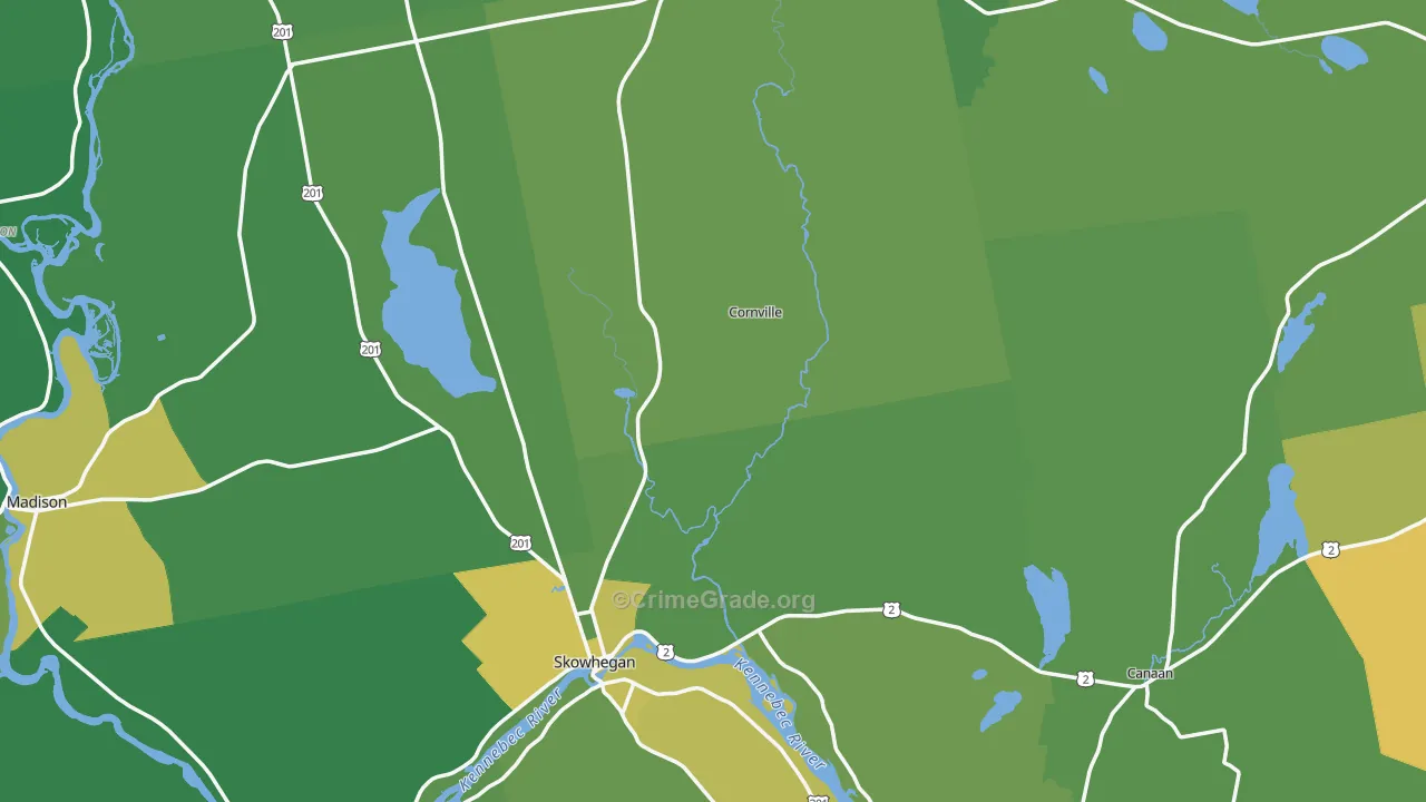 Somerset County, ME Map of Vehicle Theft Rates