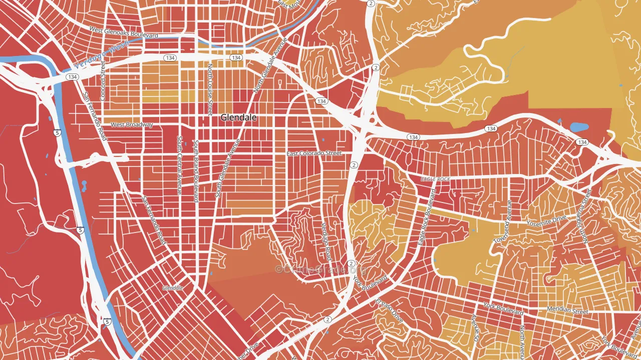Somerset, Glendale, CA Map of Vehicle Theft Rates