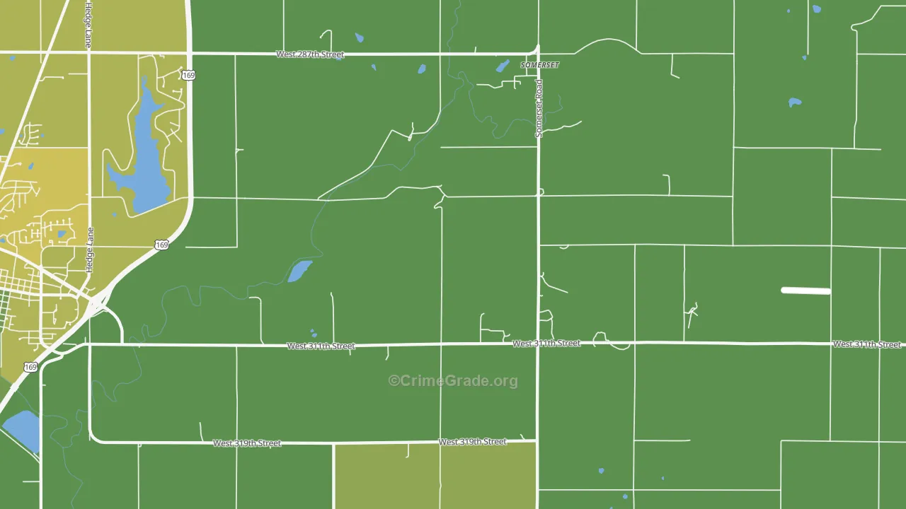 Somerset, KS Map of Vehicle Theft Rates