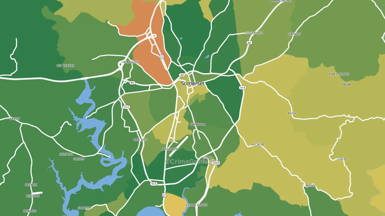 Somerset, KY Map of Vehicle Theft Rates