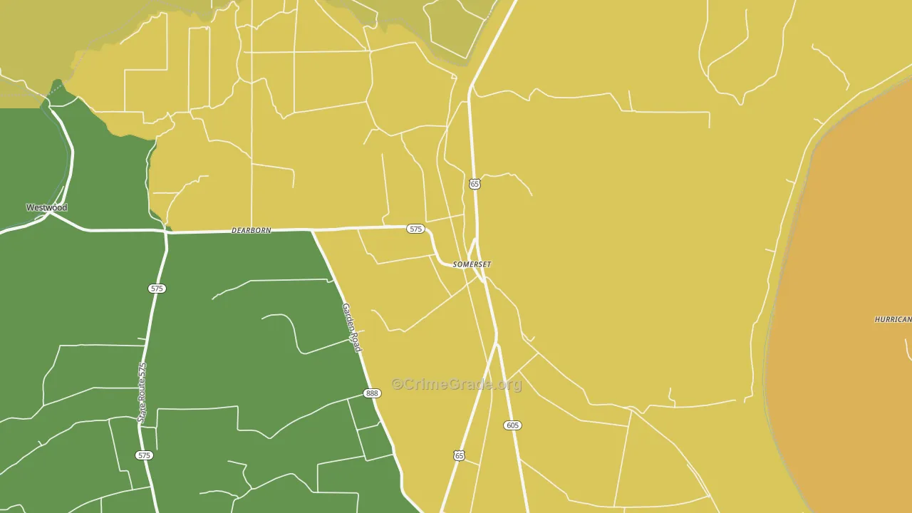 Somerset, LA Map of Vehicle Theft Rates
