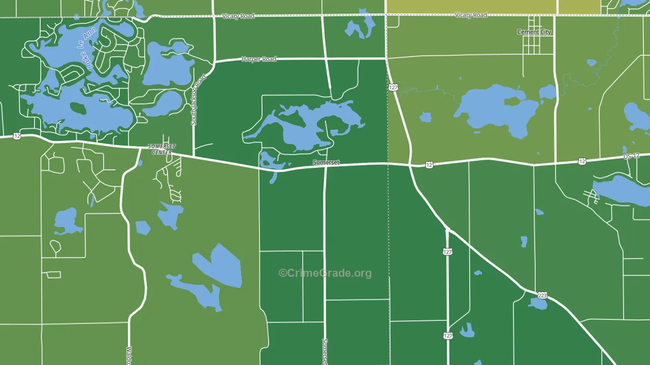 Somerset, MI Map of Vehicle Theft Rates