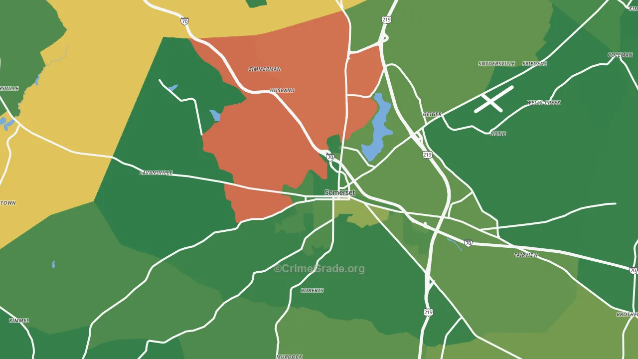 Somerset, PA Map of Vehicle Theft Rates