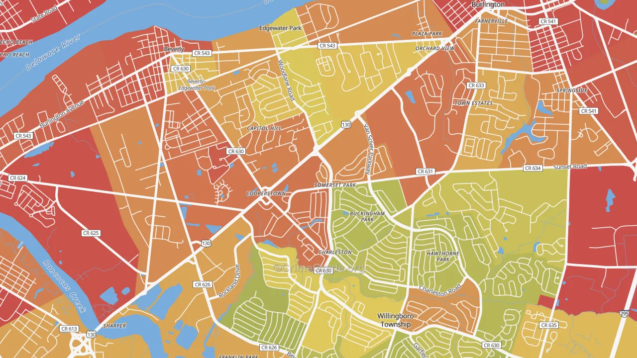 Somerset Park, Willingboro, NJ Map of Vehicle Theft Rates